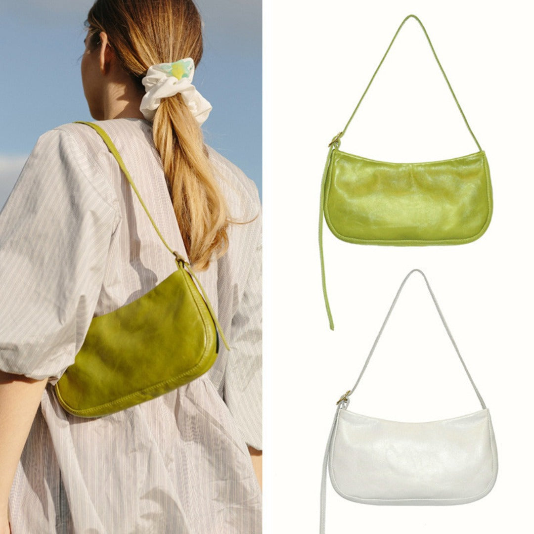Underarm baguette bag, fashion shoulder bag, bag women's simple and versatile underarm bag, oil wax leather handbag women hobo