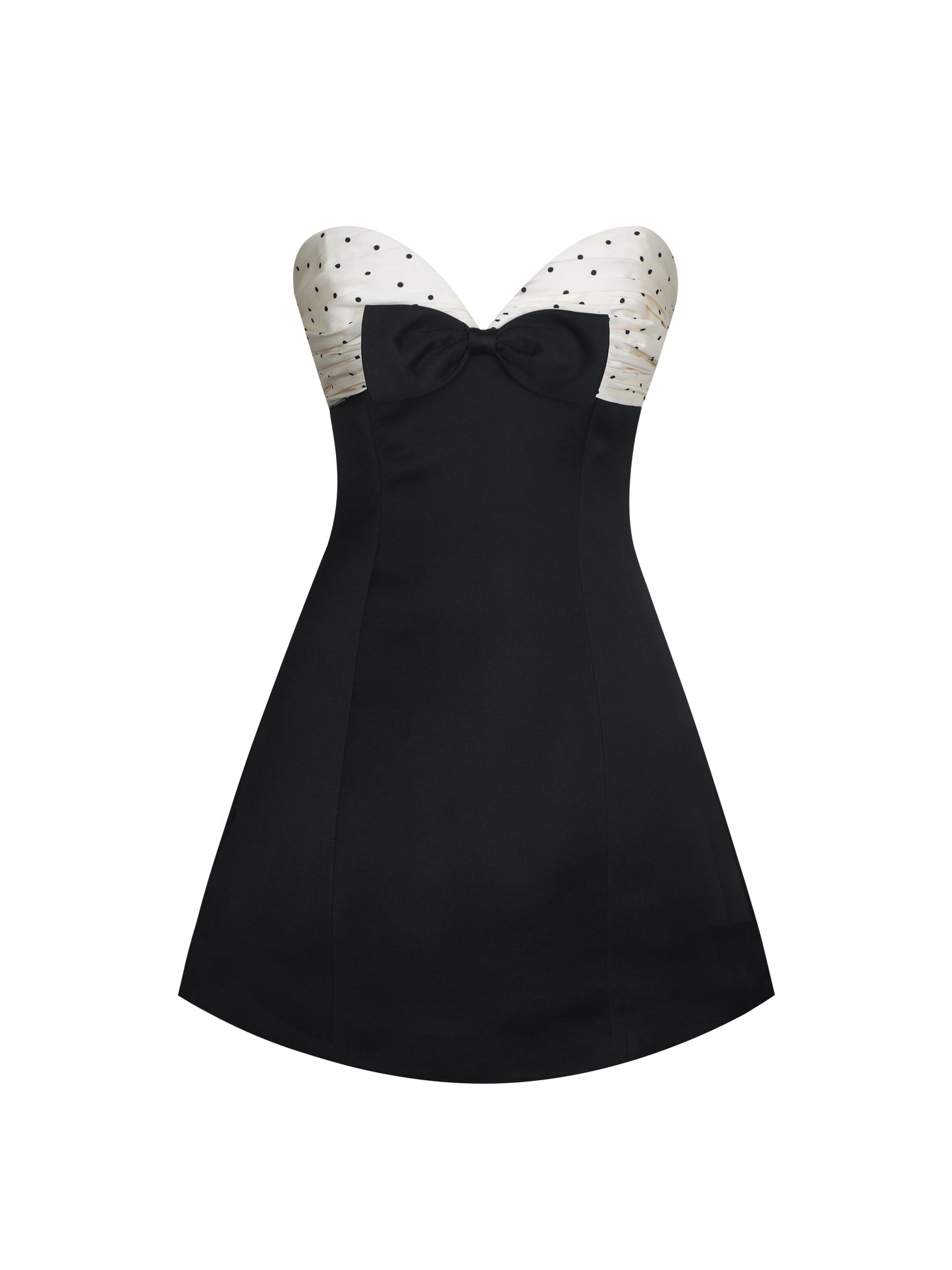 Florrie Black and White Polka Dot Sweetheart Mini Dress