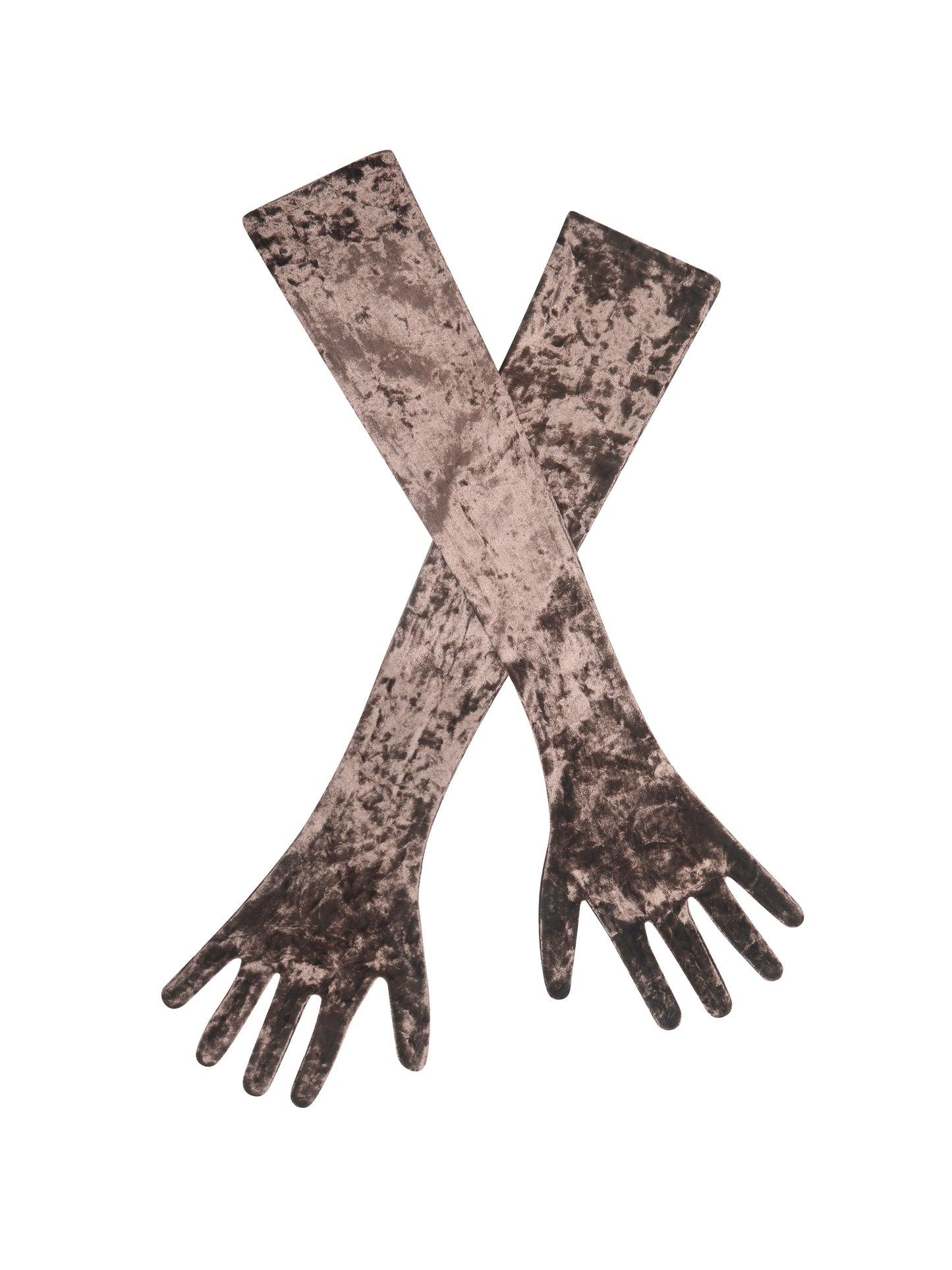 Tess Coffee Velvet Opera-Length Gloves
