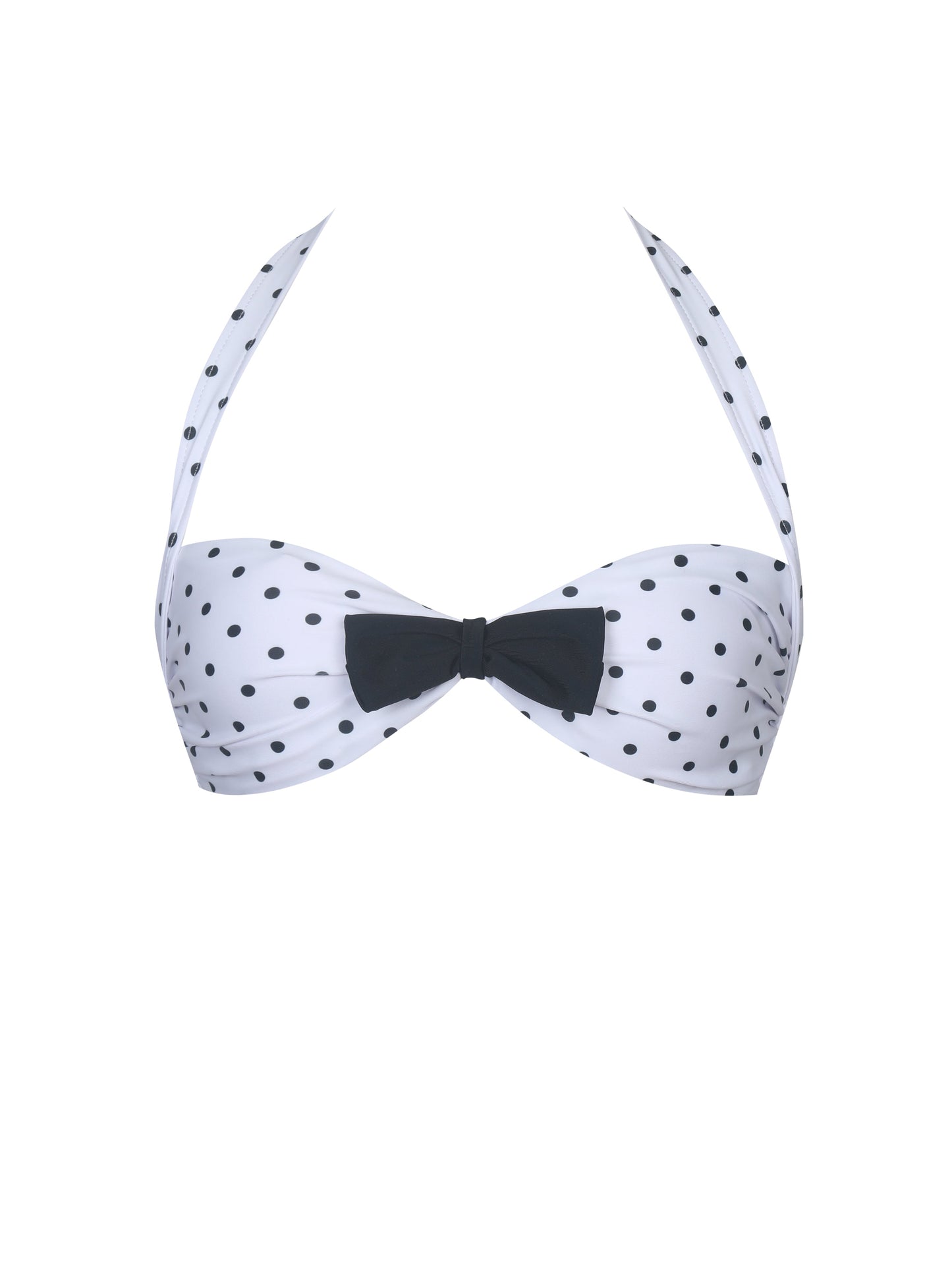 Olivea Polka Dot Black Bowtie Halter Bikini Top