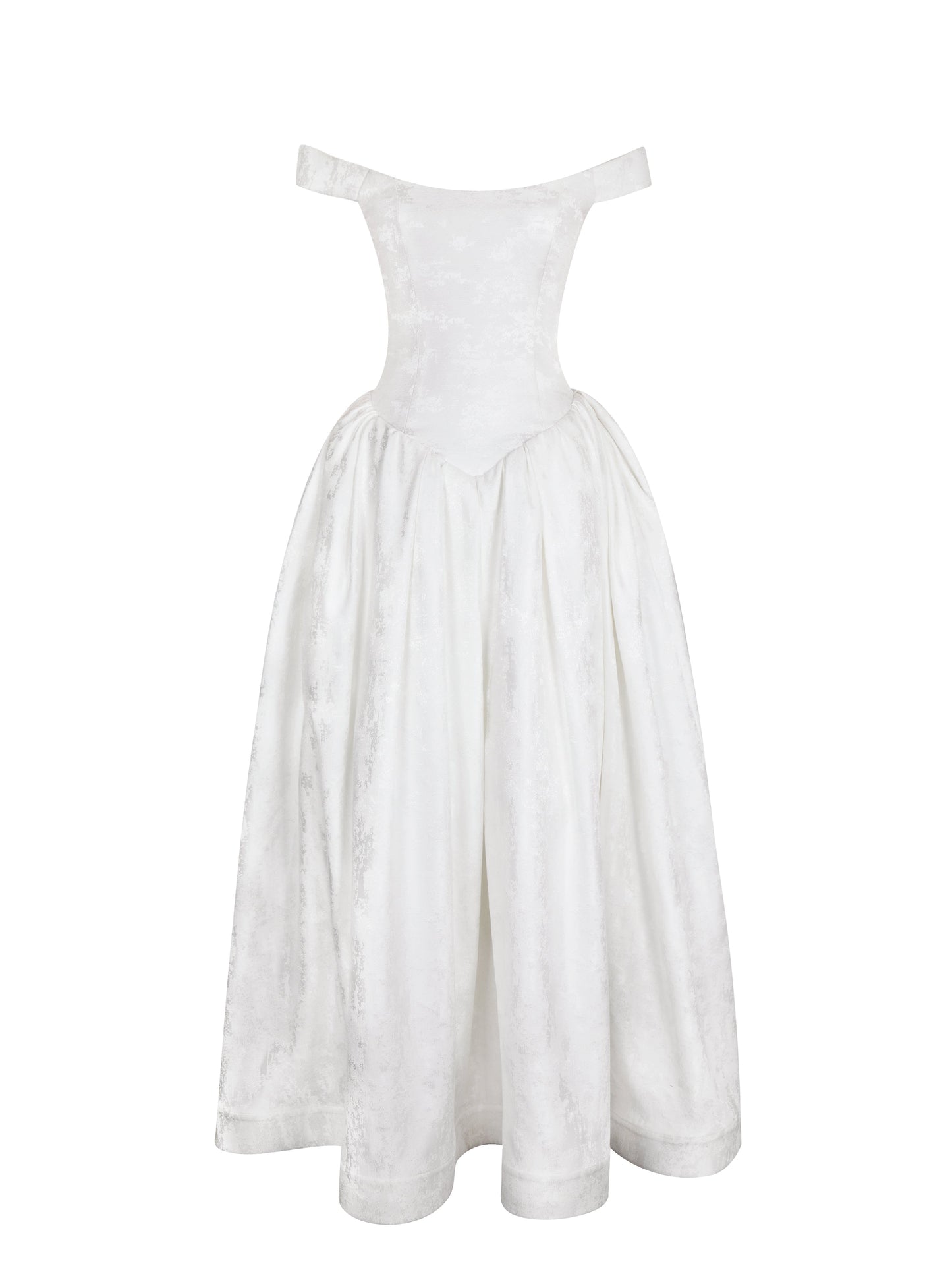 Tinsley White Jacquard Bardot Wedding Gown