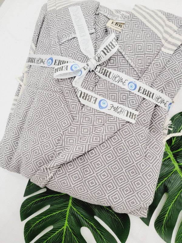 Unisex Robe, Beach or spa Robe with pockets - Gray