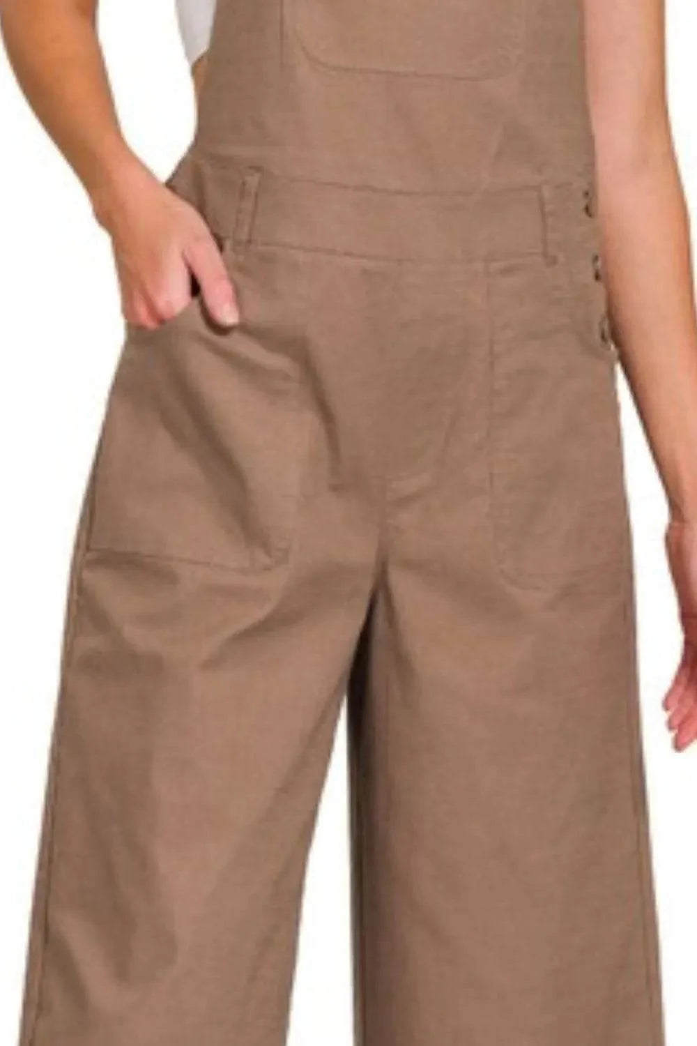 Zenana Woven Spaghetti Strap Overalls