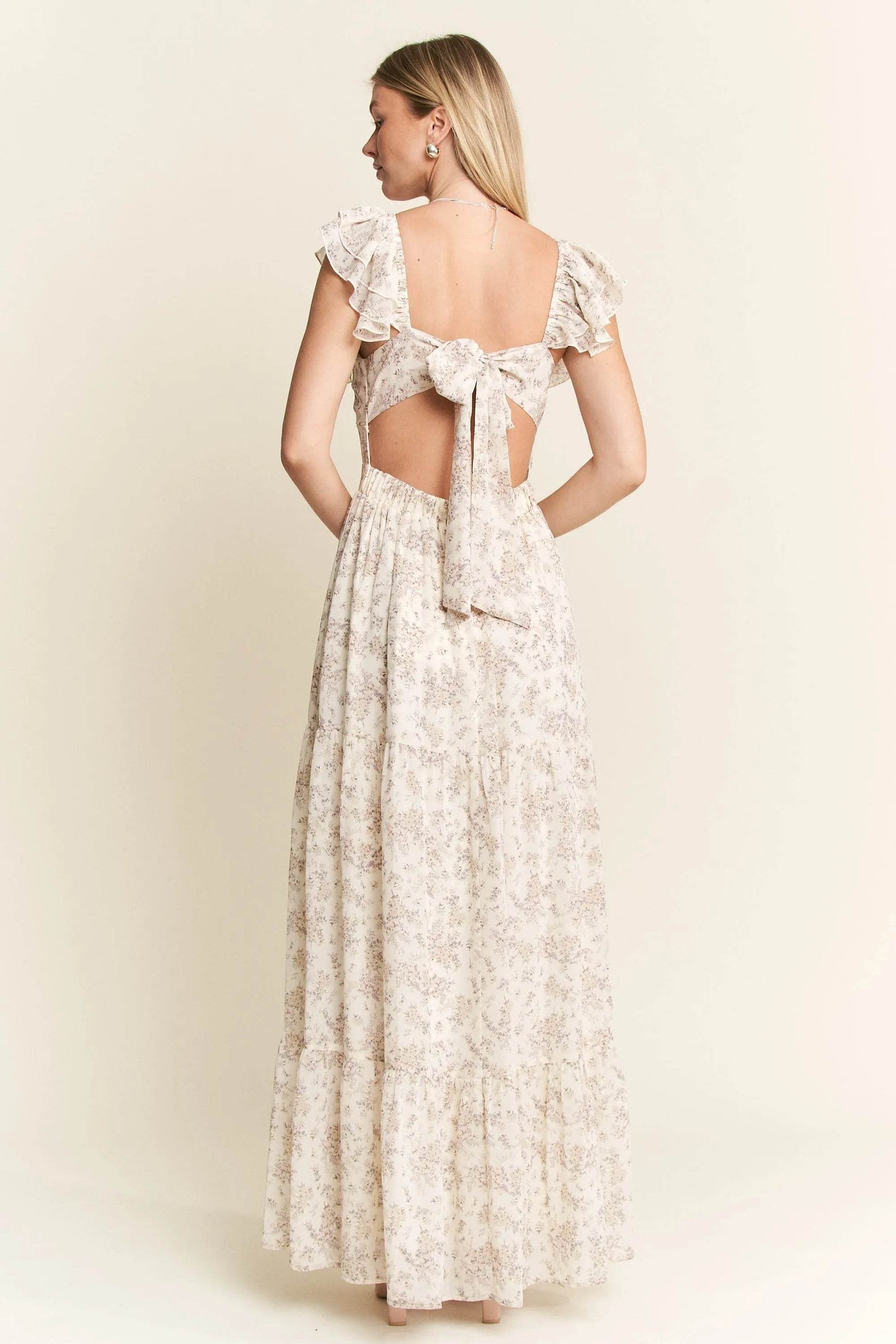 Jade By Jane Full Size Ruffle Sleeve Tiered Maxi Dress Plus Size