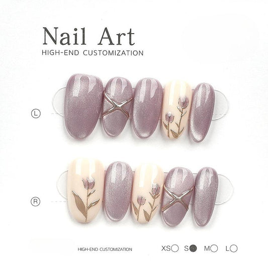 1046- Handmade press on nails fake nails removable Handmade Drawing Nails