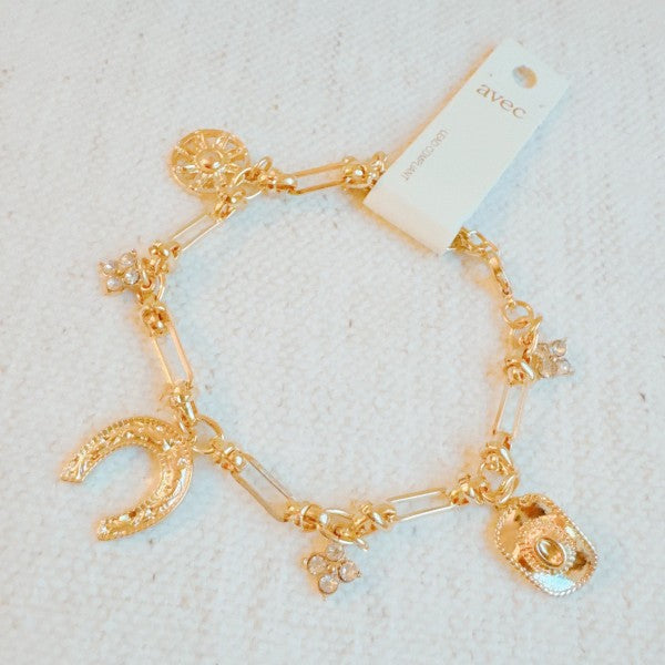 Horseshoe And Clover Multi Charm Bracelet