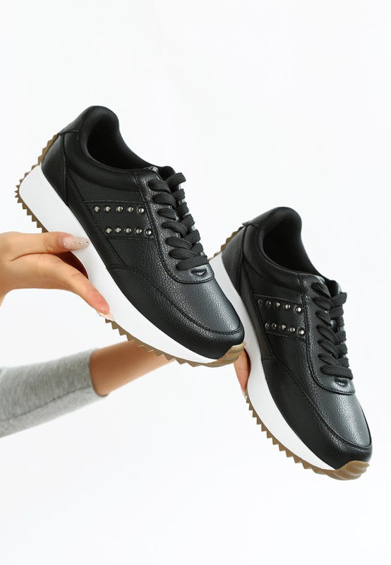 Athion Studded Real Leather Sneakers