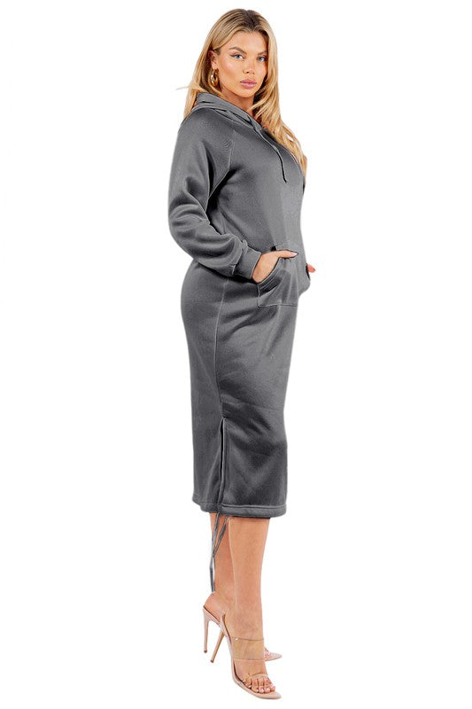 FASHION MAXI HOODIE DRESS