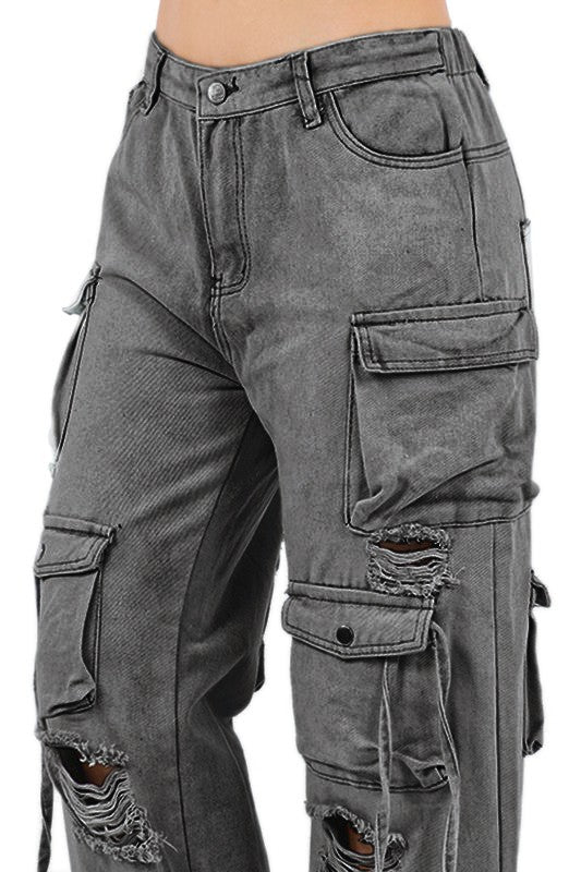 CARGO STYLE DENIM PANTS