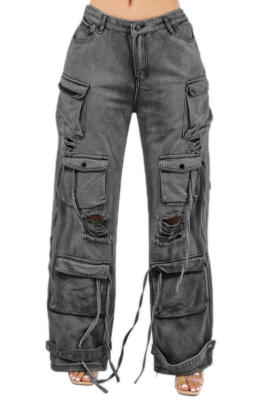 CARGO STYLE DENIM PANTS