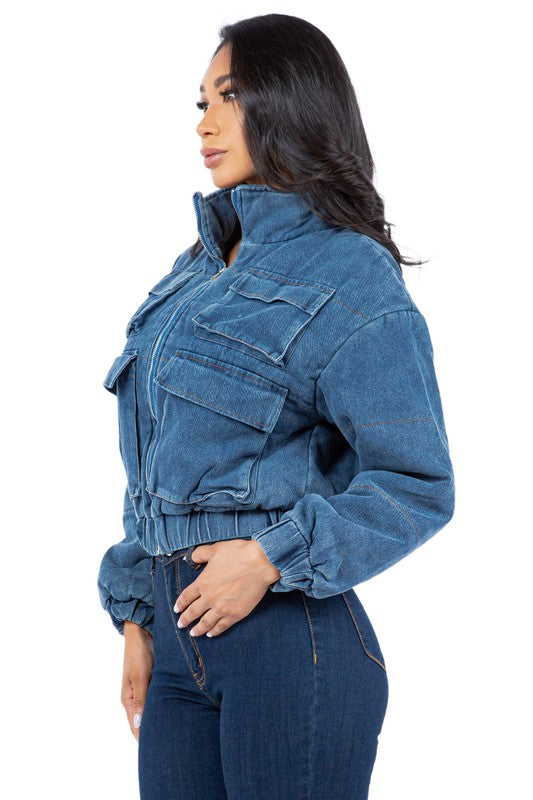 FASHION DENIM PUFFER JACKET