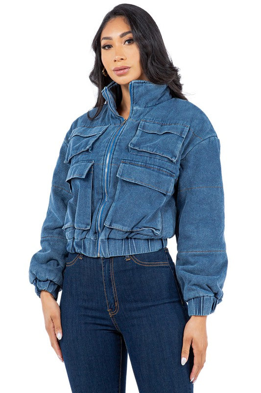 FASHION DENIM PUFFER JACKET