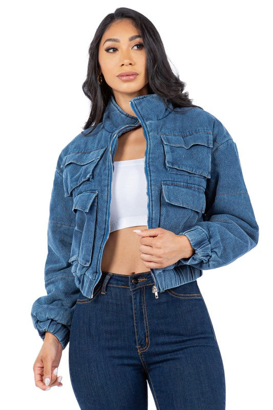 FASHION DENIM PUFFER JACKET