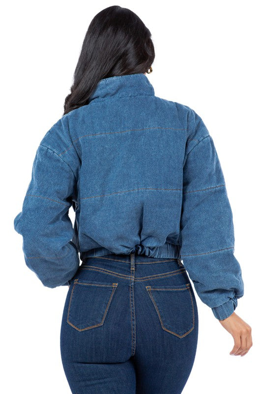 FASHION DENIM PUFFER JACKET