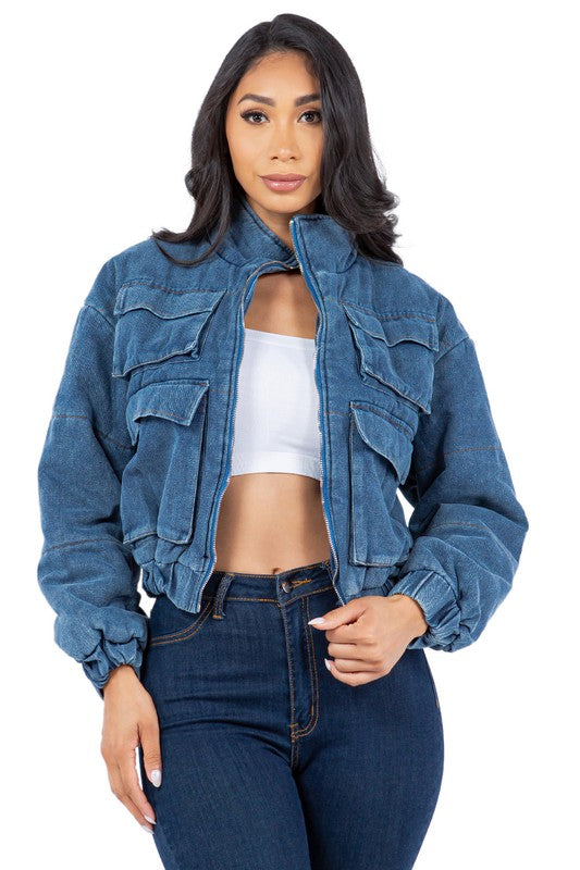 FASHION DENIM PUFFER JACKET