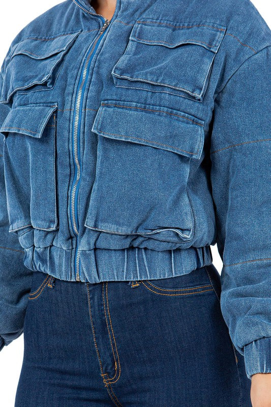 FASHION DENIM PUFFER JACKET