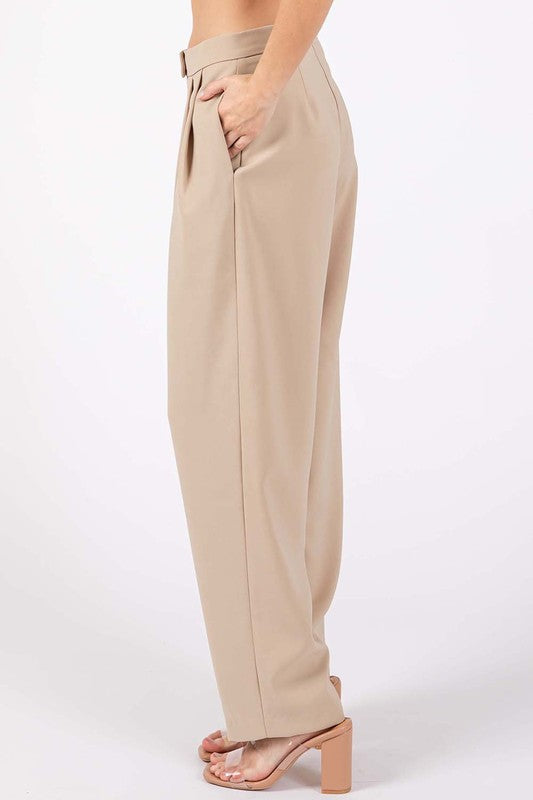 High-Waisted Pleated Slacks