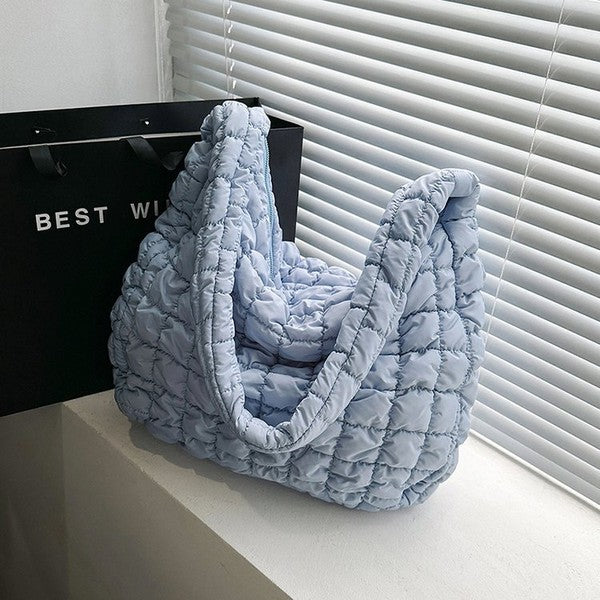 Layla Puff Quilting Texture Shoulder Tote Bag