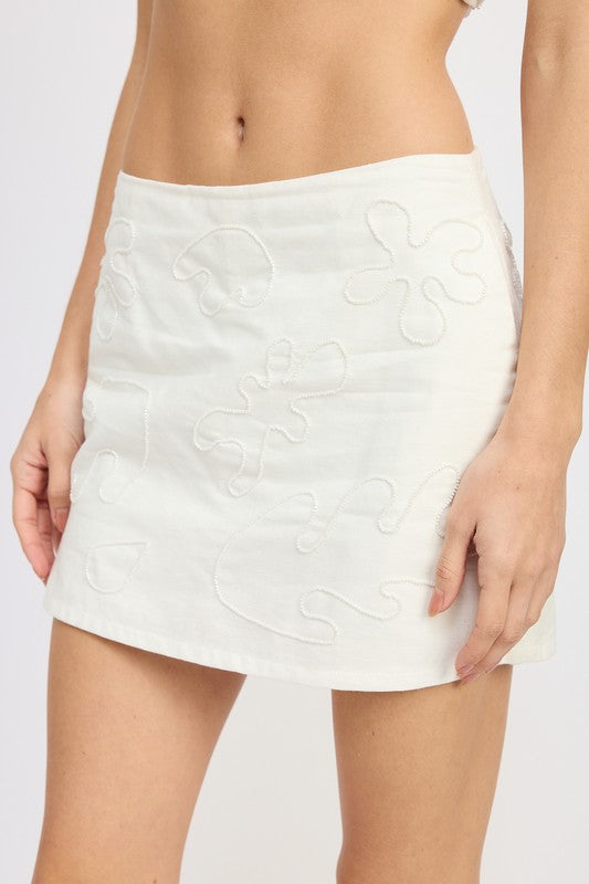 HIGH WAIST EMBROIDERED SKORT