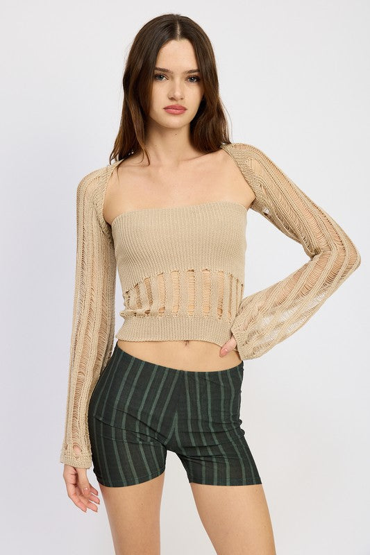 OPEN KNIT SHRUG