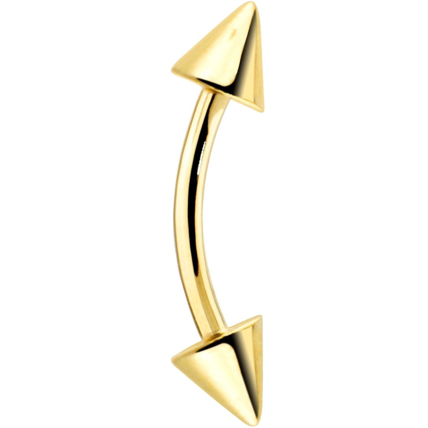 Solid 14k Yellow GOLD CONE Eyebrow Ring 16G 5/16 3mm