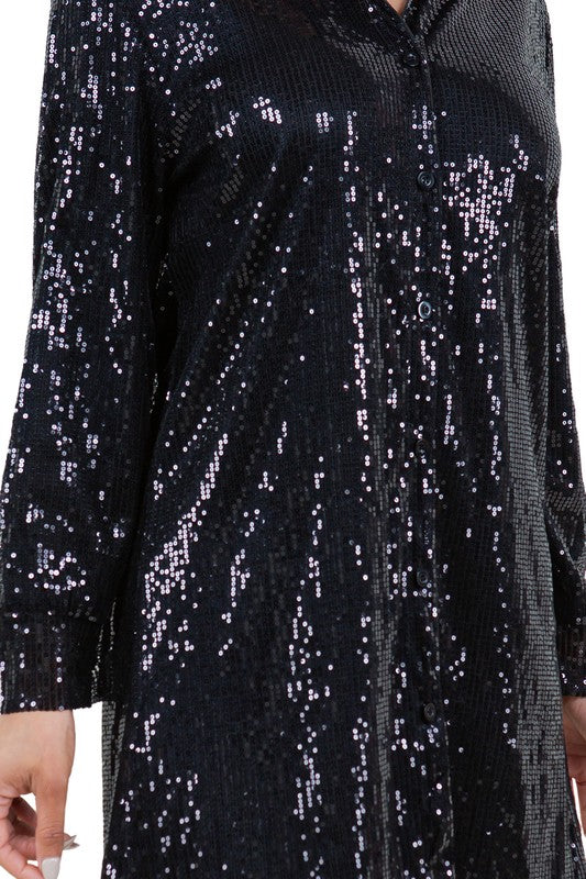 FASHION SHIRT SEQUINS DRESS