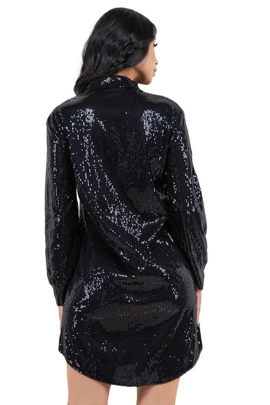 FASHION SHIRT SEQUINS DRESS