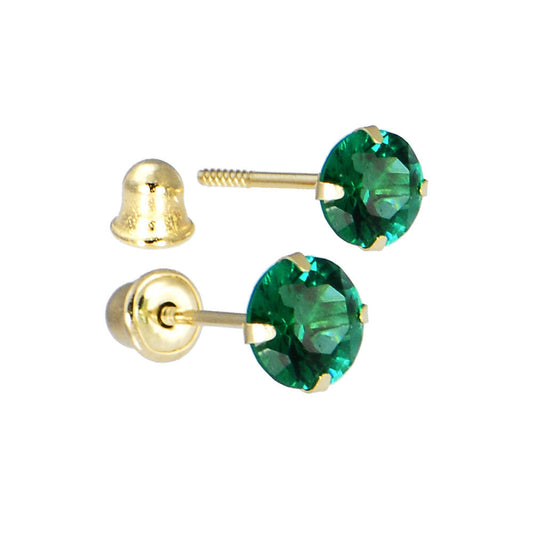 Solid 14k Yellow Gold .47 Carat Cubic Zirconia MAY Birthstone Earrings