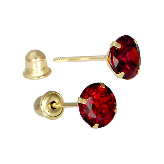 Solid 14k Yellow Gold .47 Carat Cubic Zirconia JULY Birthstone Earrings