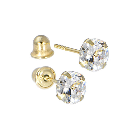 Solid 14k Yellow Gold .47 Carat Cubic Zirconia APRIL Birthstone Earrings