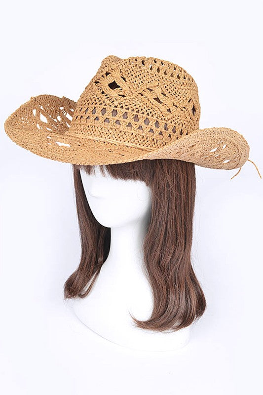 Crochet Straw Cowboy Hat