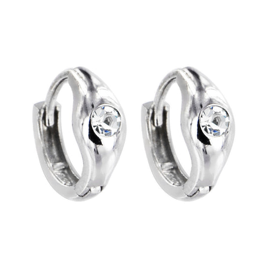 Sterling Silver Cubic Zirconia SOLITARIE Huggy Hoop Earrings