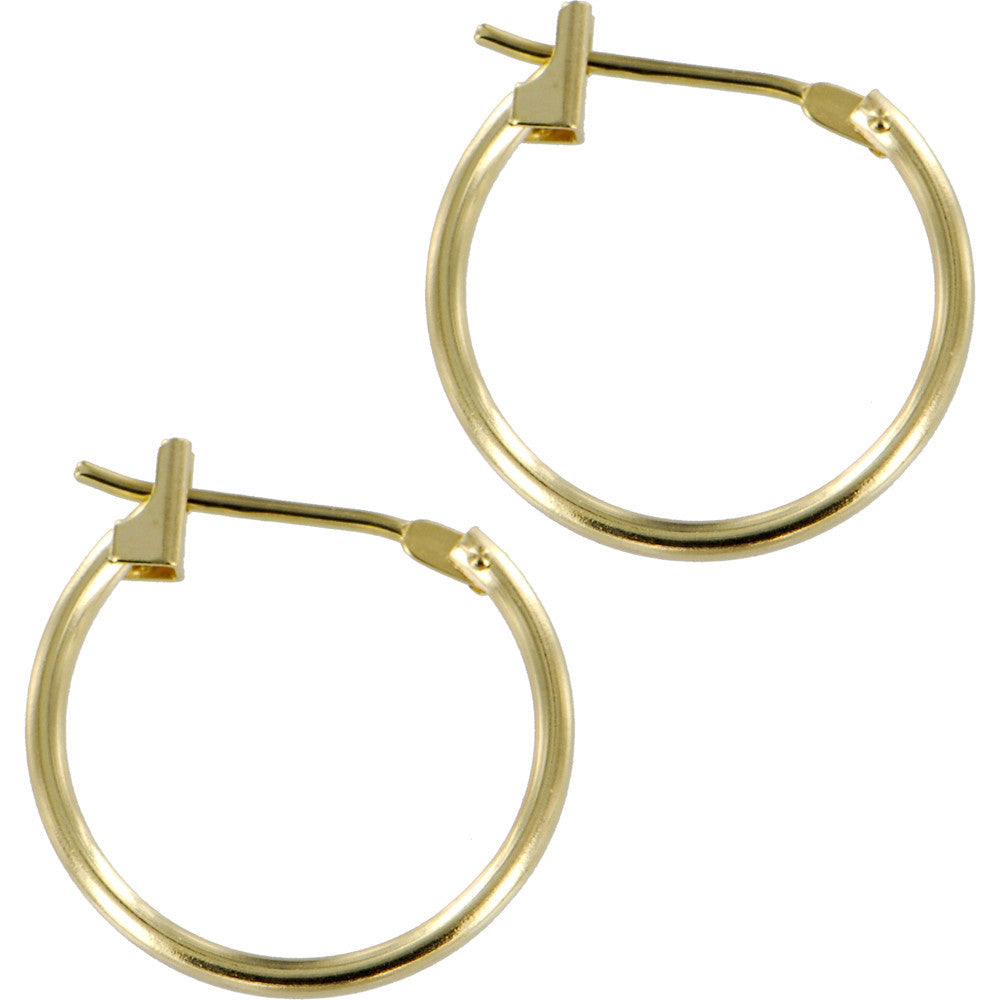 Solid 14K Yellow Gold 1.5mm 5/8 Inch Hoop Earrings