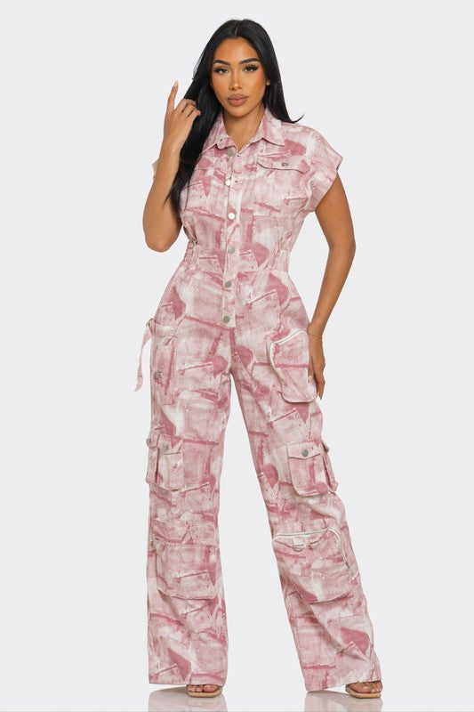 Pink Whisper Tie-Dye Jumpsuit