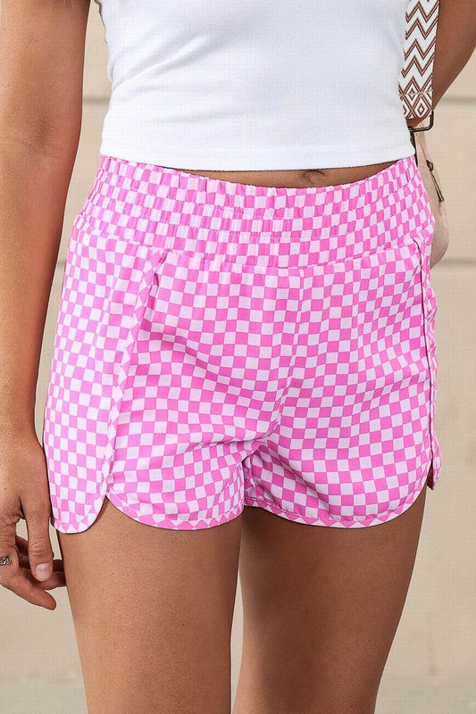 Plaid High Waisted Athletic Shorts