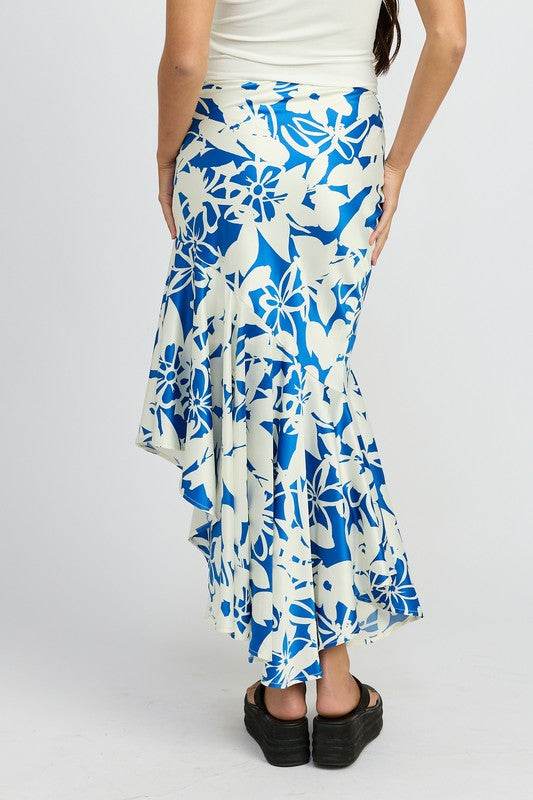 ASYMMETRICAL RUFFLE HEM SKIRT