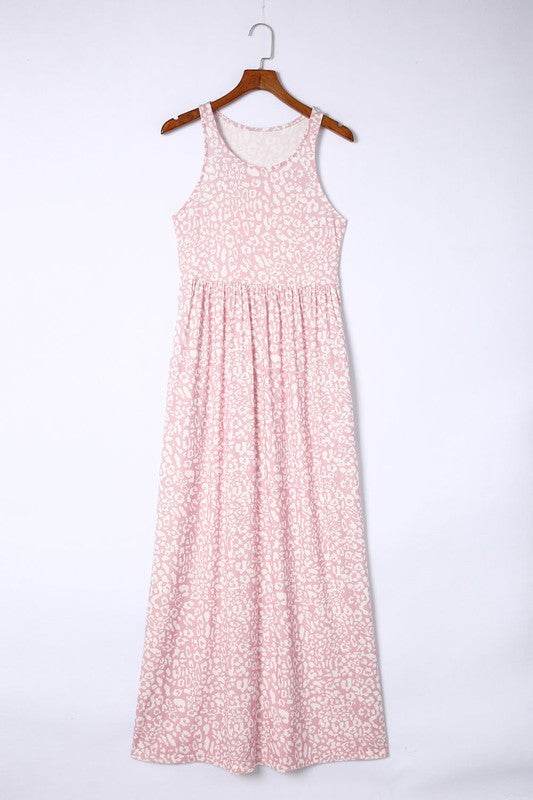 Leopard Dust Baby Pink Sleeveless maxi dress