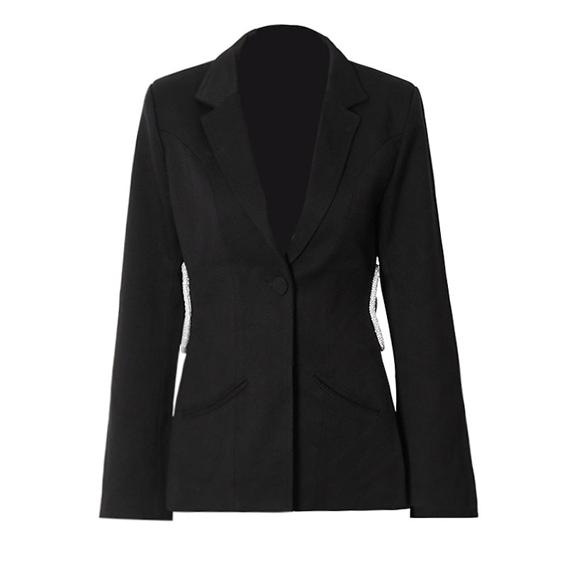 Small Waist Tight Slimming Blazer Hollowed out Cropped Outfit Design Slim Fit Coat for Women