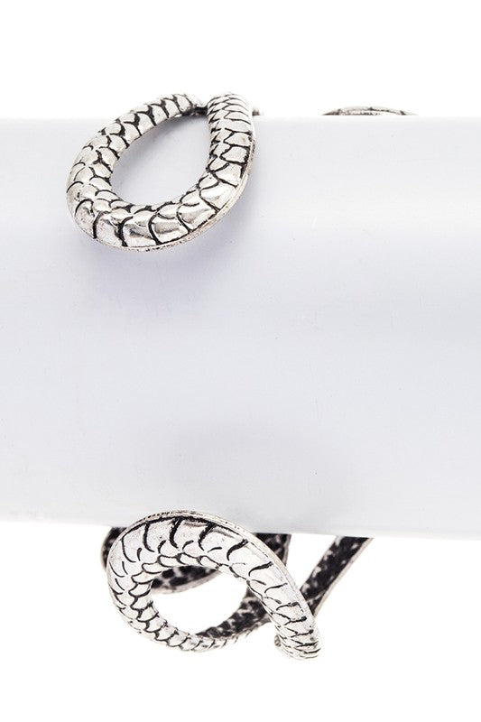 Engraved Snake Open Cuff Bangle