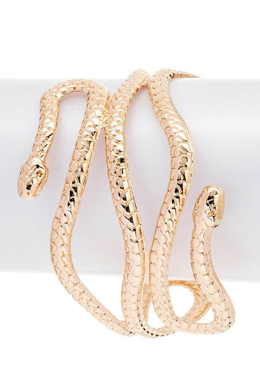 Engraved Snake Open Cuff Bangle