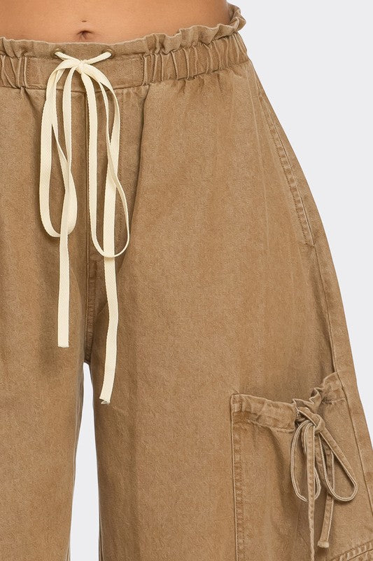 Urban Chic Drawstring Denim Cargo Pants