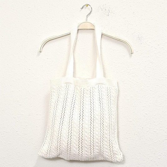 Solid Stripe Crochet Tote Bag