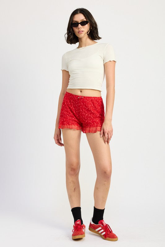 RUFFLE JERSEY SHORTS