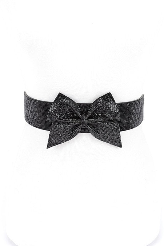 Rhinestone Bow Tie Elastic Fashion Belt