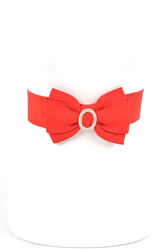 Crystal Accent Bow Tie Stretch Belt