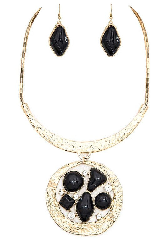 Mix Gem Pendant Collar Necklace Set