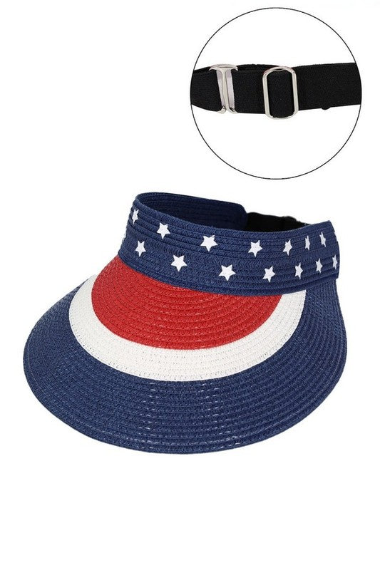 American Flag Printed Straw Visor