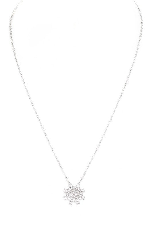 CZ Wheel Pendant Necklace