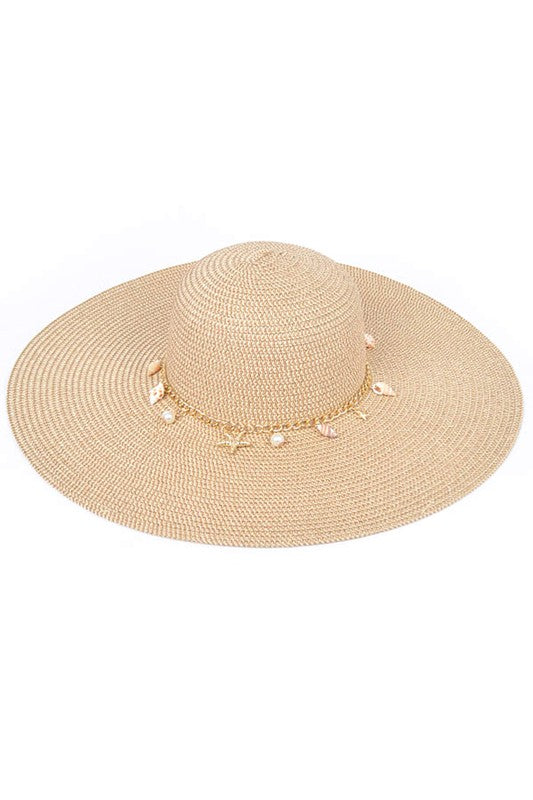 Shell And Pearl Mix Charm Floppy Sun Hat