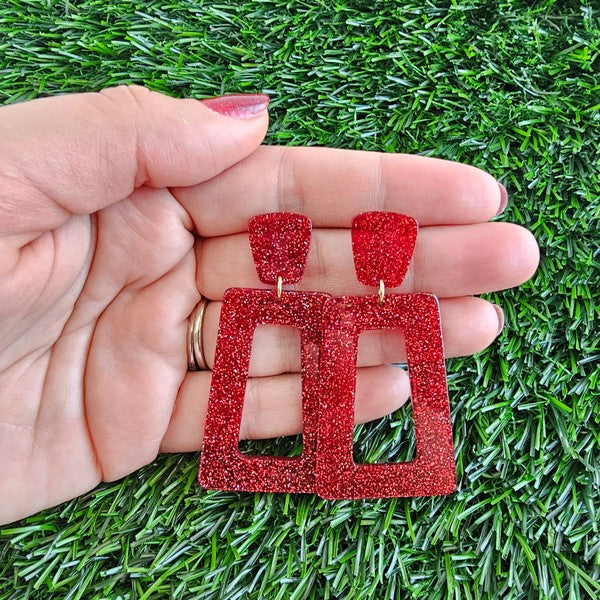 Avery Earrings - Red Glitter